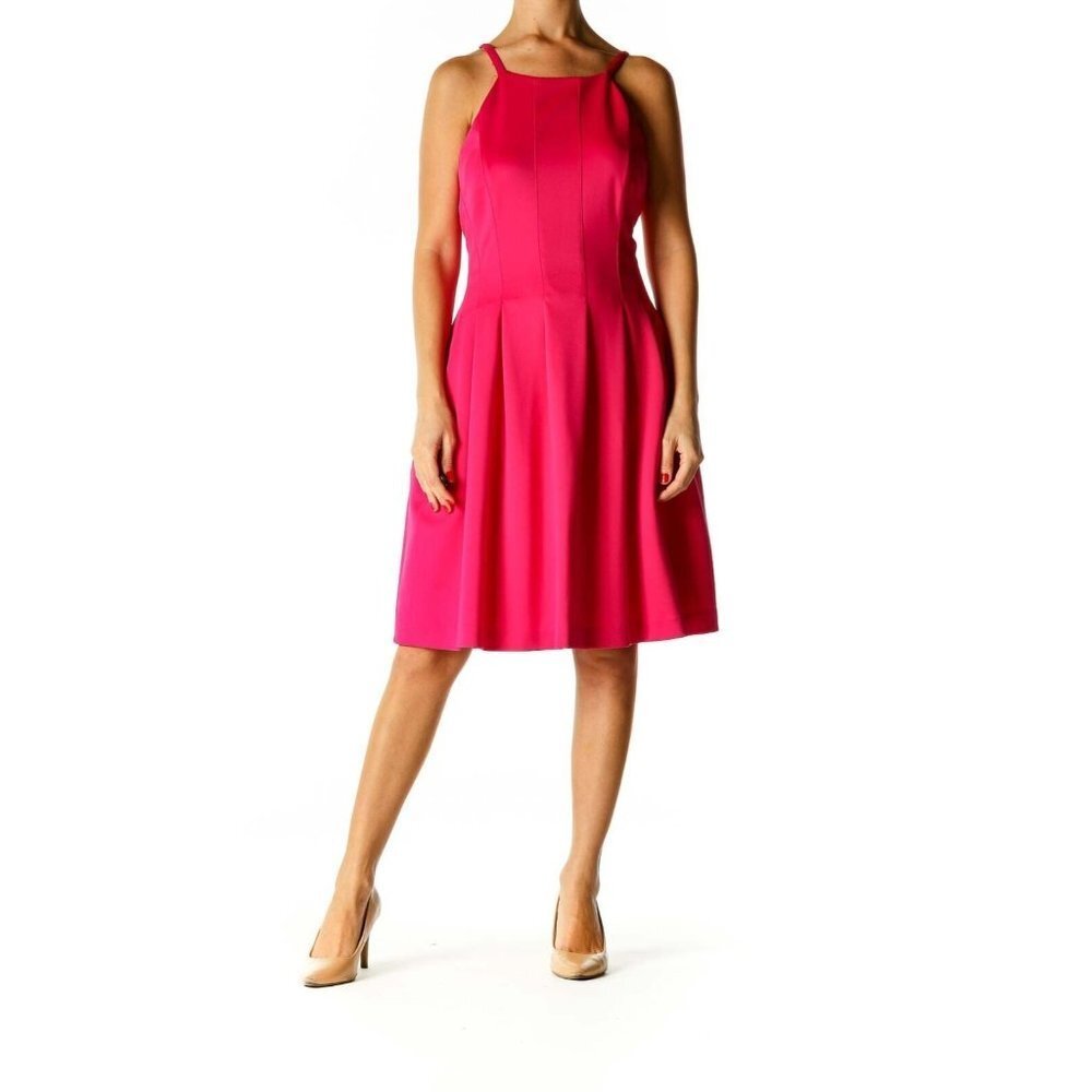 Calvin Klein Womens Pink Solid Classic Fit & Flare Dress Size 8
